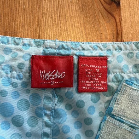 Vtg Mossimo Swim Shorts Women's Sm Blue Polka Dots Y2K Beach Surf Skate - Picture 9 of 14